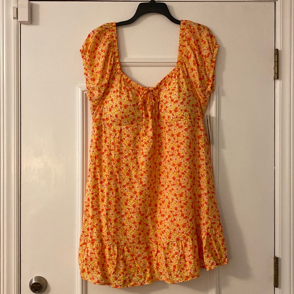 No Boundaries Floral Mini Dress - Yellow and Red